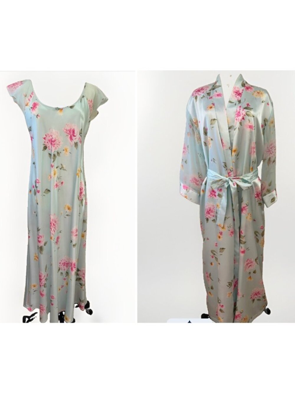 Vintage Christian Dior Satin Nightgown & Robe Set Women’s Size S Bridal Lingerie